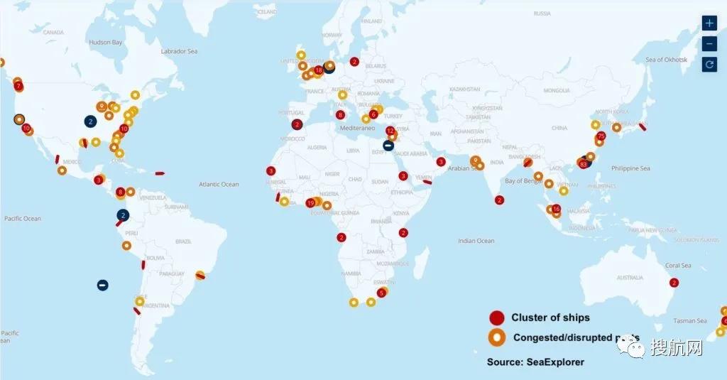 班輪擁堵蔓延全球，101個(gè)港口報(bào)告堵塞，304艘船排隊(duì)等候泊位