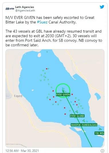 運(yùn)河恢復(fù)通航！但不要高興太早，封鎖的長(zhǎng)期影響可能需要數(shù)月才能解決