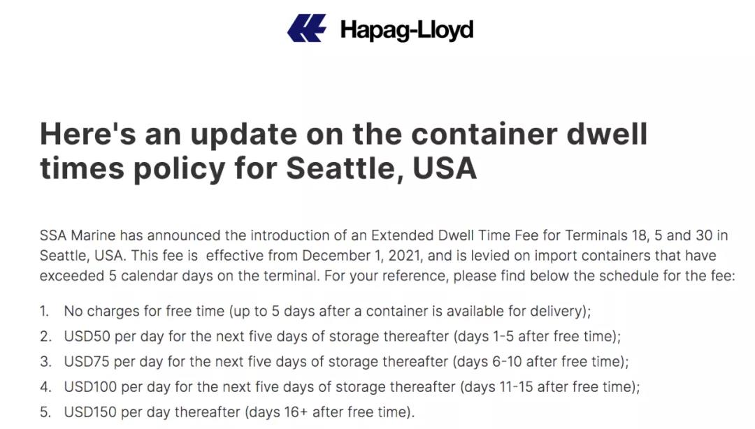 船公司發(fā)布公告：12月1日起，這家美西大港也要收集裝箱“超期堆存費(fèi)”了……