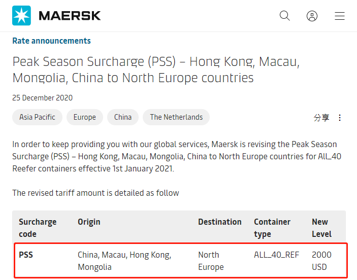 所有亞洲出來的航線運(yùn)價(jià)都在漲！本月起船公司開始征收附加費(fèi)、上調(diào)運(yùn)費(fèi)